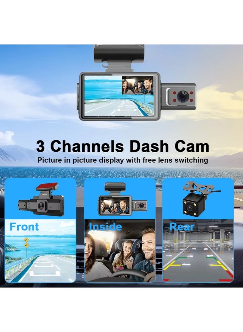 EzzySo كاميرا داش HD 1080P للسيارات عدسة مزدوجة أمامية وخلفية عدسة أمامية 1920*1080P عدسة خلفية مع واي فاي مدمج ومستشعر G مع GPS مسجل فيديو للسيارة - Image 2