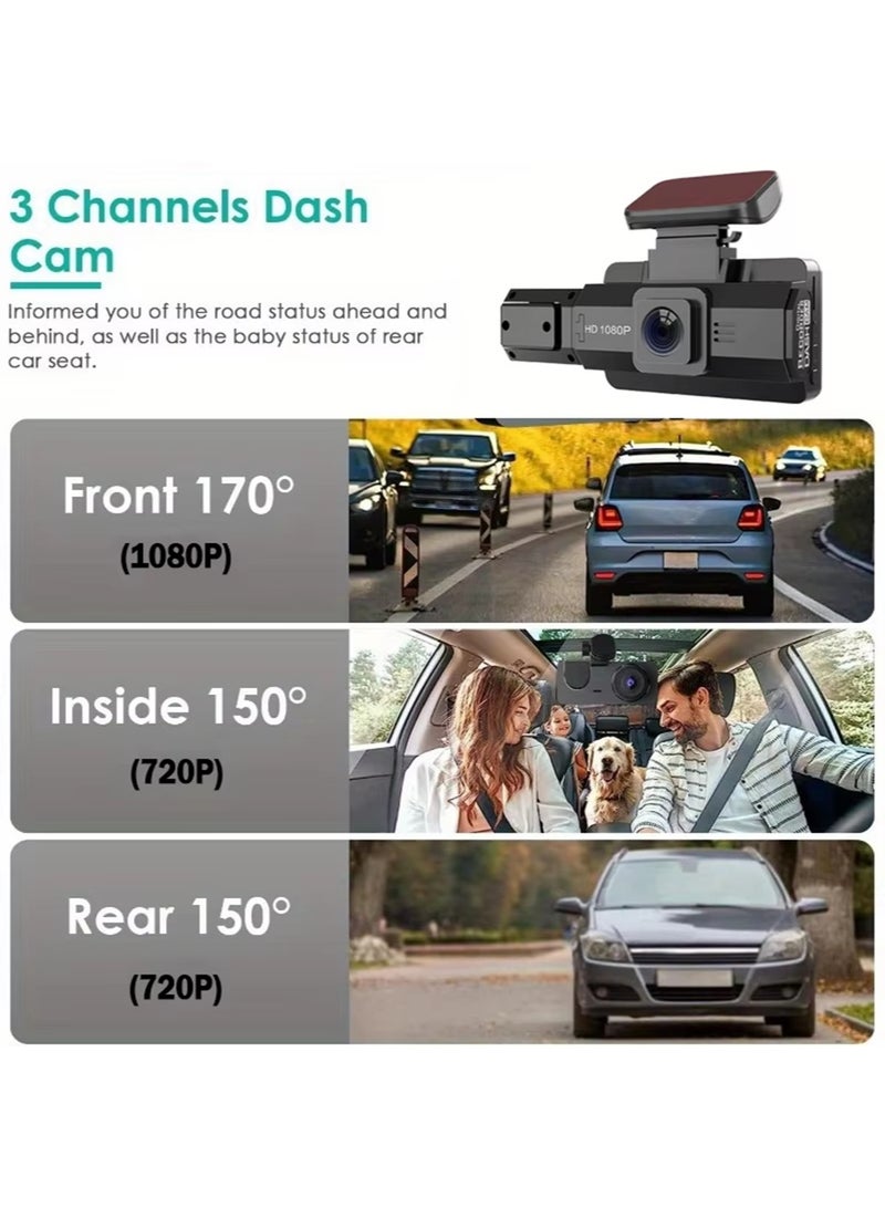 EzzySo كاميرا داش HD 1080P للسيارات عدسة مزدوجة أمامية وخلفية عدسة أمامية 1920*1080P عدسة خلفية مع واي فاي مدمج ومستشعر G مع GPS مسجل فيديو للسيارة - Image 3