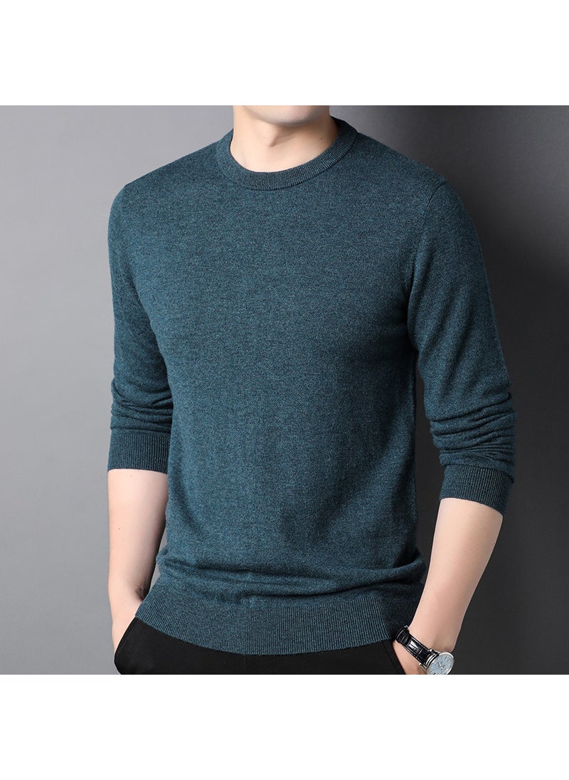 Generic - Mens Pure Wool Knitted Sweater round Neck Thin Style Autumn Winter Casual Top Quality Soft Long Sleeve Loose Fit Fashionable Black - Image 1