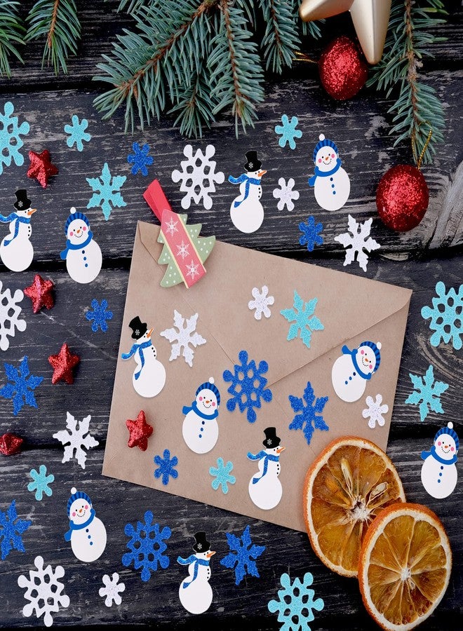 Whaline Winter Glitter Foam Sticker Kit 350Pcs Blue White Snowflake Snowman Foam Stickers Self-Adhesive Sticker Decals for Christmas Party Decor Winter DIY Crafts - Image 4