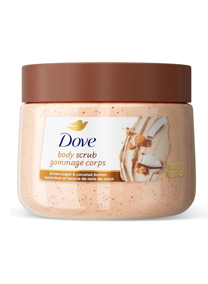 Dove Brown Sugar and Coconut Butter Body Scrub Exfoliates and Deeply Nourishes for Smooth, Radiant Skin 15 oz
