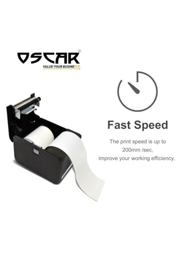 طابعة إيصالات حرارية OSCAR POS88H مقاس 80 مم مع قاطع تلقائي، اتصال USB و LAN، دعم ESC-POS - أسود - Image 5