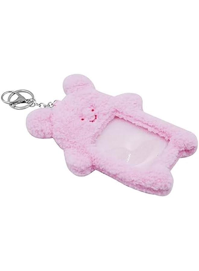 حامل صور قماشية كيبوب لحفظ بطاقة الائتمان والهوية وبطاقات الباص، حافظة صور مع سلسلة مفاتيح، أرنب وردي رقم 2 - Image 2