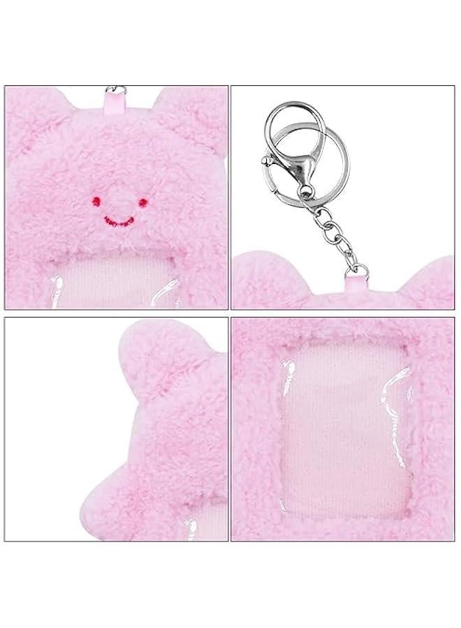 حامل صور قماشية كيبوب لحفظ بطاقة الائتمان والهوية وبطاقات الباص، حافظة صور مع سلسلة مفاتيح، أرنب وردي رقم 2 - Image 5