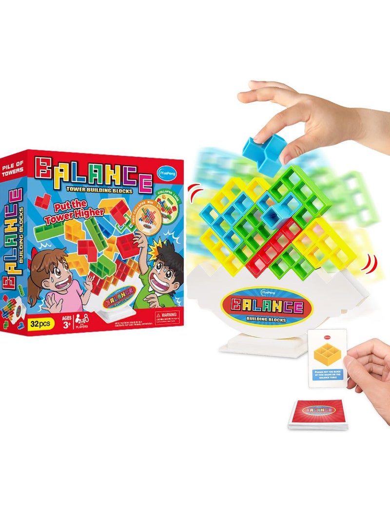 SYOSI Tetra Tower Balance Stacking Game, 32 Pcs Team Building Blocks Board Game for Kids and Adults, Toys for 2 Players, Ideal for Family, Parties, Travel  - Image 1