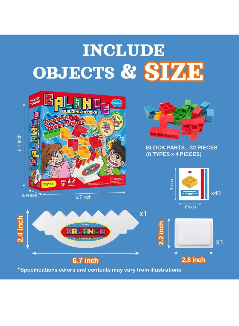 SYOSI Tetra Tower Balance Stacking Game, 32 Pcs Team Building Blocks Board Game for Kids and Adults, Toys for 2 Players, Ideal for Family, Parties, Travel  - Image 2