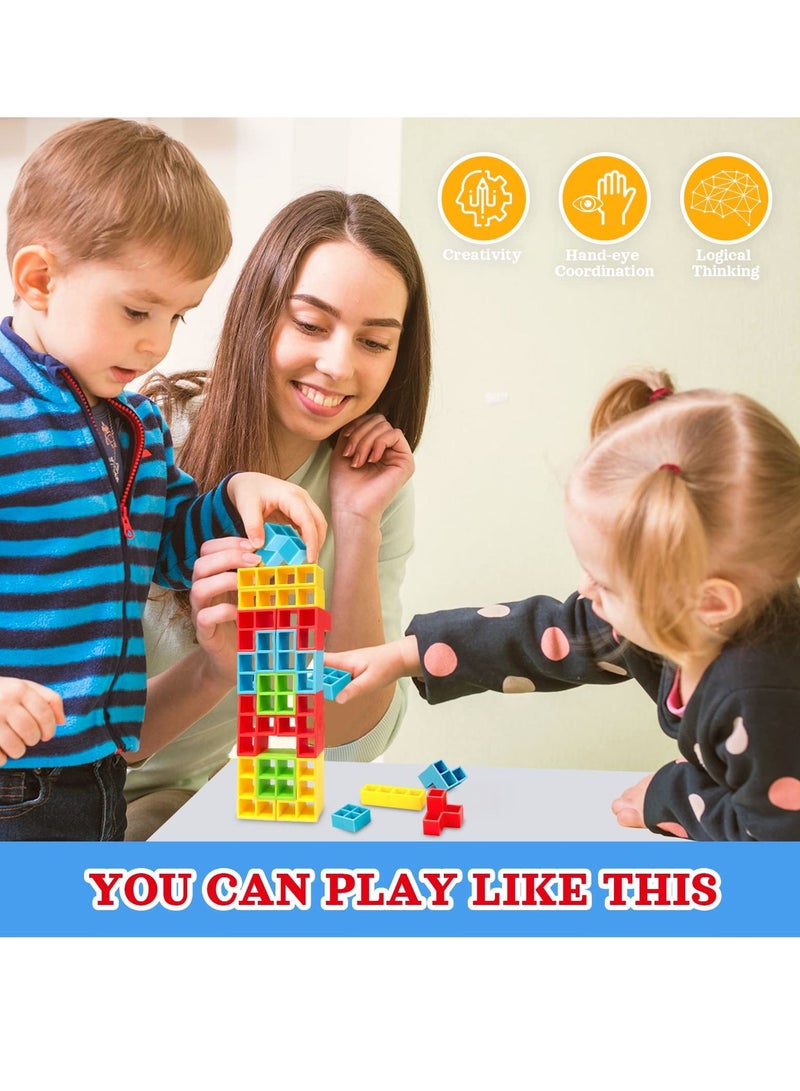SYOSI Tetra Tower Balance Stacking Game, 32 Pcs Team Building Blocks Board Game for Kids and Adults, Toys for 2 Players, Ideal for Family, Parties, Travel  - Image 4