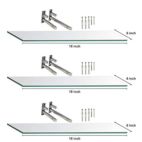 Creative Arts n Frames Set of 3 Multi Purpose Polished Glass Shelves, Wall Mount Shelf for Bathroom, Bedroom, Living Room, Office and Kitchen (18x6 inch) - Image 4