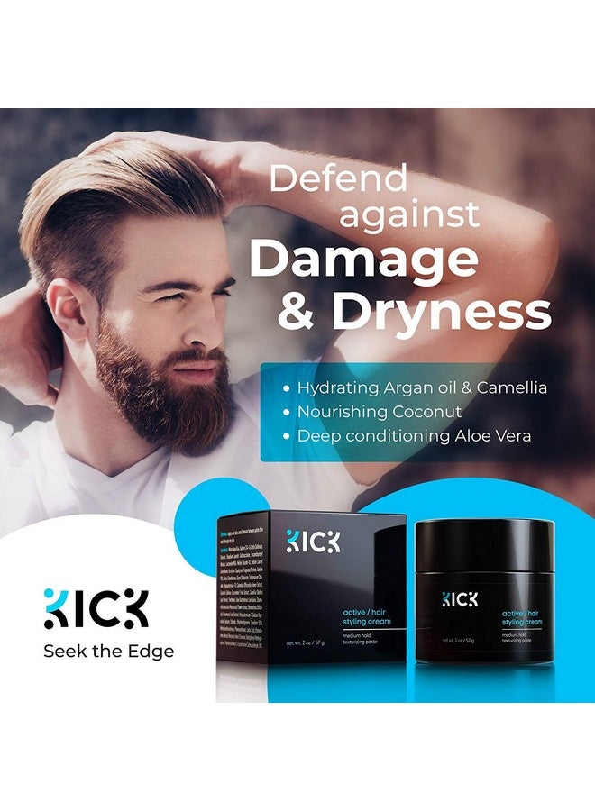 Kick Hair Cream For Men Medium Hold Forming Cream Award Winning Mens Hair Products Non Greasy Hair Styling Cream With Argan And Coconut Oil To Restore Dry Damaged Hair 2 Oz - Image 5