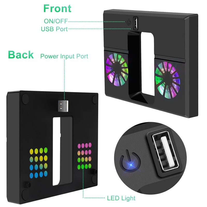 Linkstyle Cooling Fan for Xbox Series X, Vertical Cooling Stand Cooling System with Colorful RGB Lights and 1 USB Port - Image 5