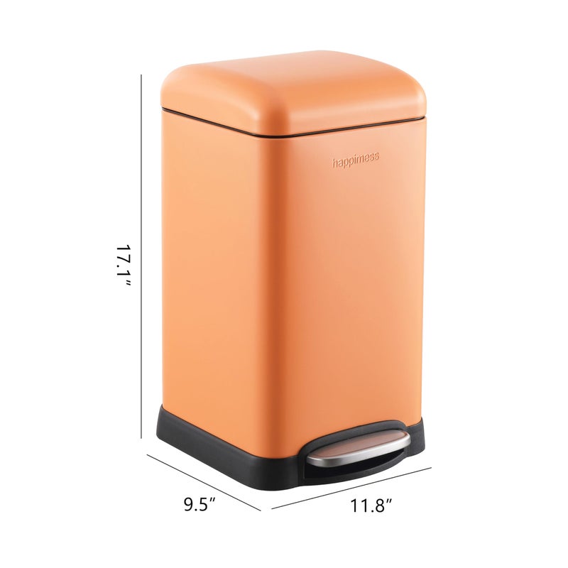 happimess HPM1012K Betty Retro Mini 3.2-Gallon Step-Open Trash Can, Carrot Cake,with Soft-Close Lid, Fingerprint Resistant, Modern, Minimalistic for Home, Kitchen, Office, Bedroom, Bathroom - Image 4