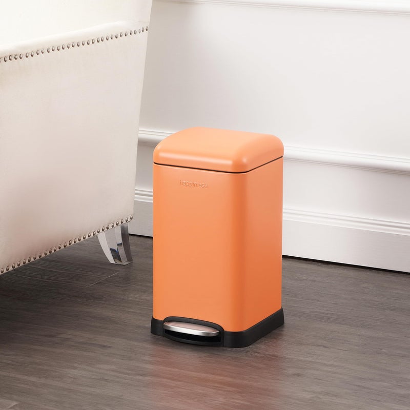 happimess HPM1012K Betty Retro Mini 3.2-Gallon Step-Open Trash Can, Carrot Cake,with Soft-Close Lid, Fingerprint Resistant, Modern, Minimalistic for Home, Kitchen, Office, Bedroom, Bathroom - Image 2