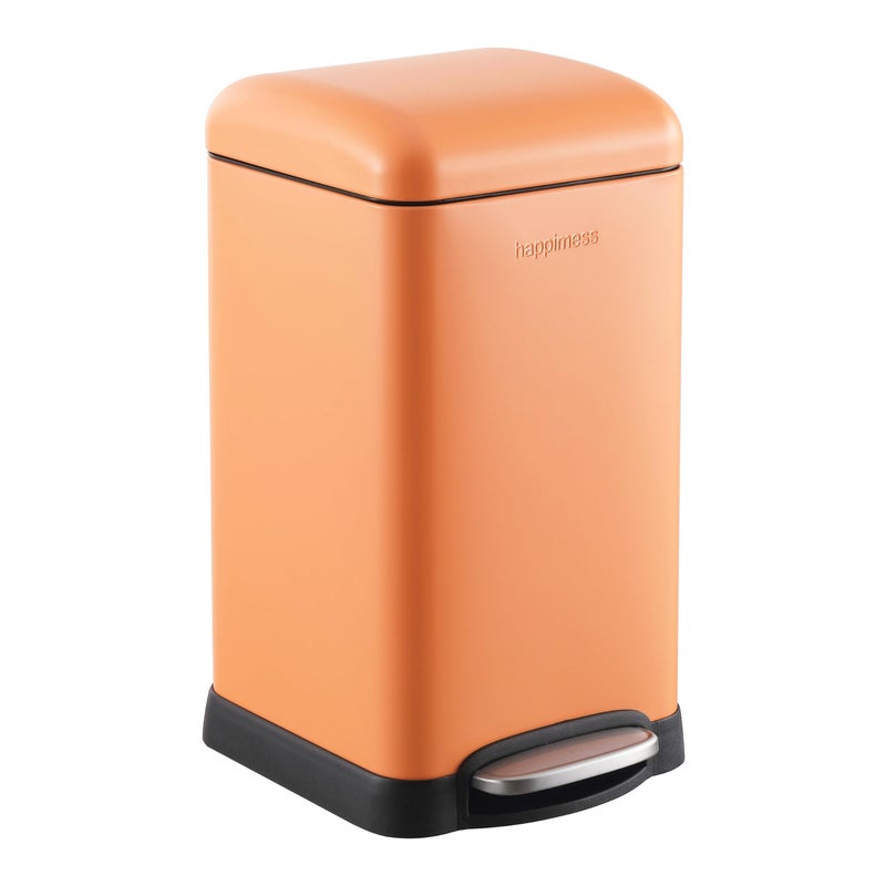 happimess HPM1012K Betty Retro Mini 3.2-Gallon Step-Open Trash Can, Carrot Cake,with Soft-Close Lid, Fingerprint Resistant, Modern, Minimalistic for Home, Kitchen, Office, Bedroom, Bathroom - Image 1