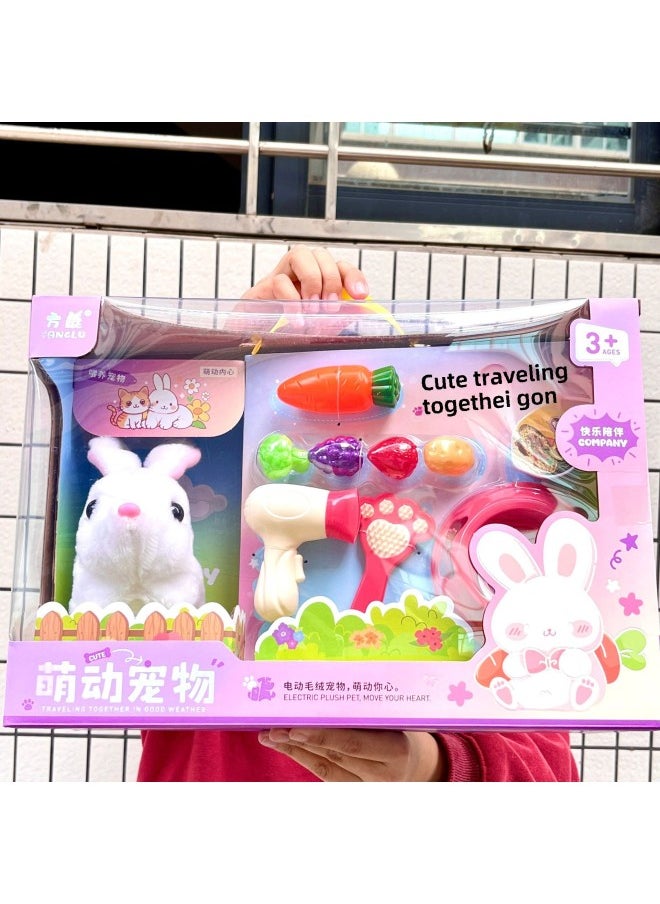 Children's Electric Simulation Plush Pet Teddy White Rabbit Can Walk And Call Electric Toy Gift Box Institution Gift-Color:065b Cute Pets Bichon Frize Style  - Image 4