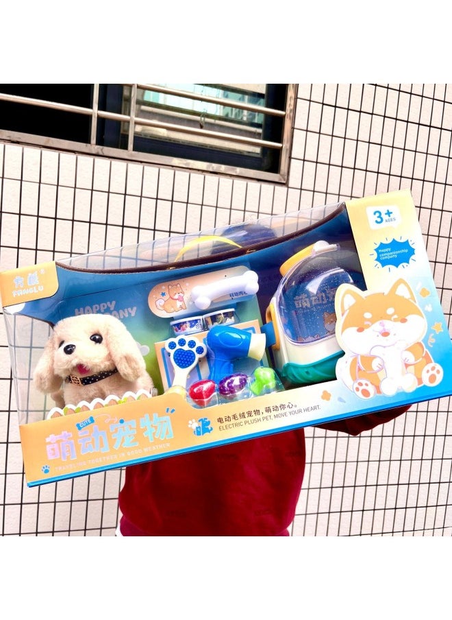 Children's Electric Simulation Plush Pet Teddy White Rabbit Can Walk And Call Electric Toy Gift Box Institution Gift-Color:065b Cute Pets Bichon Frize Style  - Image 2