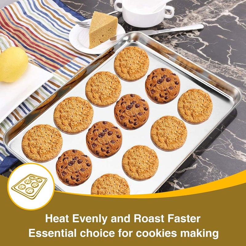 Wildone Baking Sheet with Rack Set (3 Pans + 3 Racks), Stainless Steel Baking Pan Cookie Sheet with Cooling Rack, Non Toxic & Heavy Duty & Easy Clean - Image 5