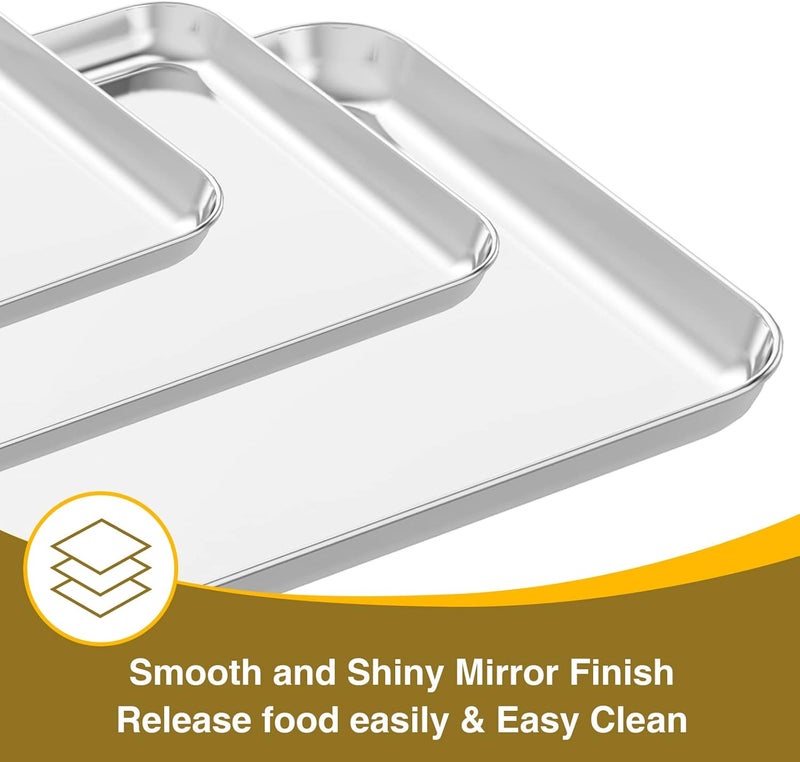 Wildone Baking Sheet with Rack Set (3 Pans + 3 Racks), Stainless Steel Baking Pan Cookie Sheet with Cooling Rack, Non Toxic & Heavy Duty & Easy Clean - Image 2
