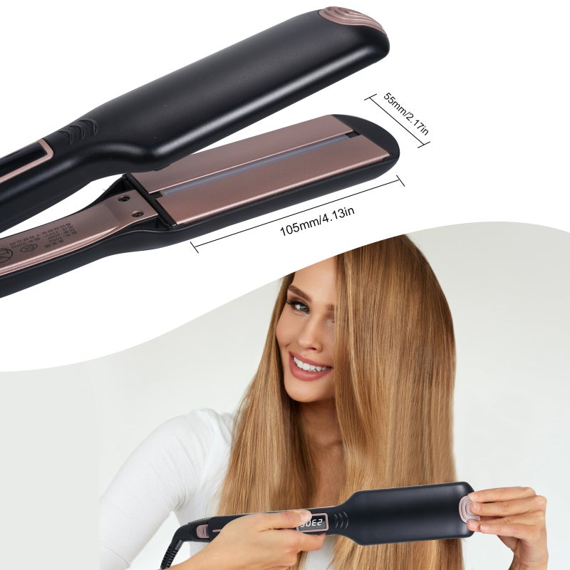 Hair Straightener: Black Wide Plate 360 Degrees Rotation Professional Swivel Cord - LED Display Adjustable Temperature 100℃-230℃ Hair Flat Iron for All Hair Lengths Types - Image 4