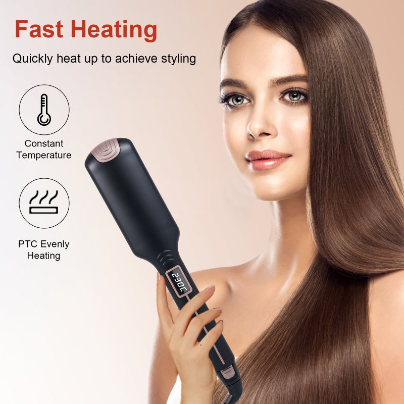 Hair Straightener: Black Wide Plate 360 Degrees Rotation Professional Swivel Cord - LED Display Adjustable Temperature 100℃-230℃ Hair Flat Iron for All Hair Lengths Types - Image 3
