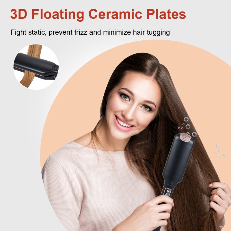 Hair Straightener: Black Wide Plate 360 Degrees Rotation Professional Swivel Cord - LED Display Adjustable Temperature 100℃-230℃ Hair Flat Iron for All Hair Lengths Types - Image 2
