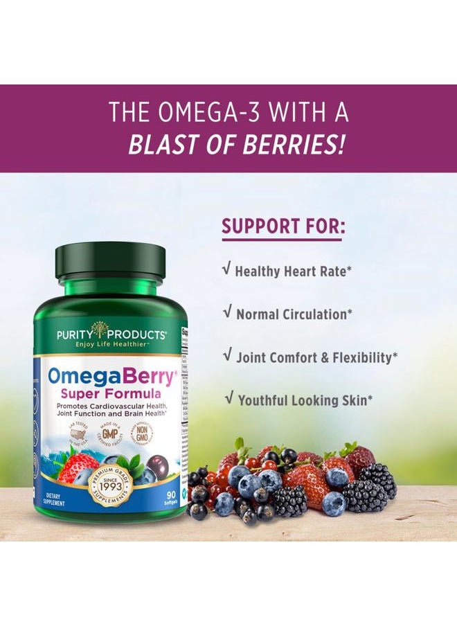 Purity Products - OmegaBerry Fish Oil w/Vitamin D3 + Organic Acai Super Formula - 1875 mg of Concentrated, Molecularly Distilled, Ultra Pure Omega-3s 1080 mg EPA + 720mg DHA + 120 mg DPA - 90 Count - Image 1