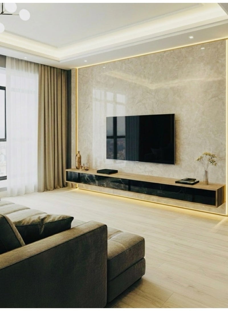 Wallpaper Foam Wall Sticker Roll in a Luxury Cream Beige Self-Adhesive Peel & Stick Marble Wallpaper (Cream Beige ) Waterproof & Easy Install 2.5mm thick high-density foam, 300cm(L) and 120cm(W) 48 square feet - Image 2