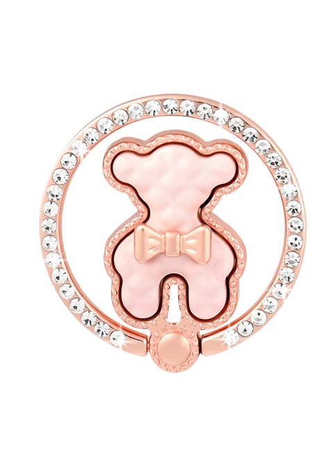 Sparkle Mobile Phone Ring Bracket Holder Stand, Cute Bear Cell Phone Ring Hand Grip Holder Adjustable Universal Finger Kickstand with Knob Loop for iPhone, All Android Smartphone,Tablet, Pink