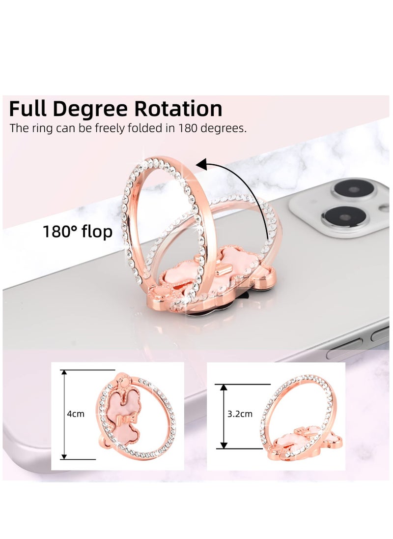 Sparkle Mobile Phone Ring Bracket Holder Stand, Cute Bear Cell Phone Ring Hand Grip Holder Adjustable Universal Finger Kickstand with Knob Loop for iPhone, All Android Smartphone,Tablet, Pink