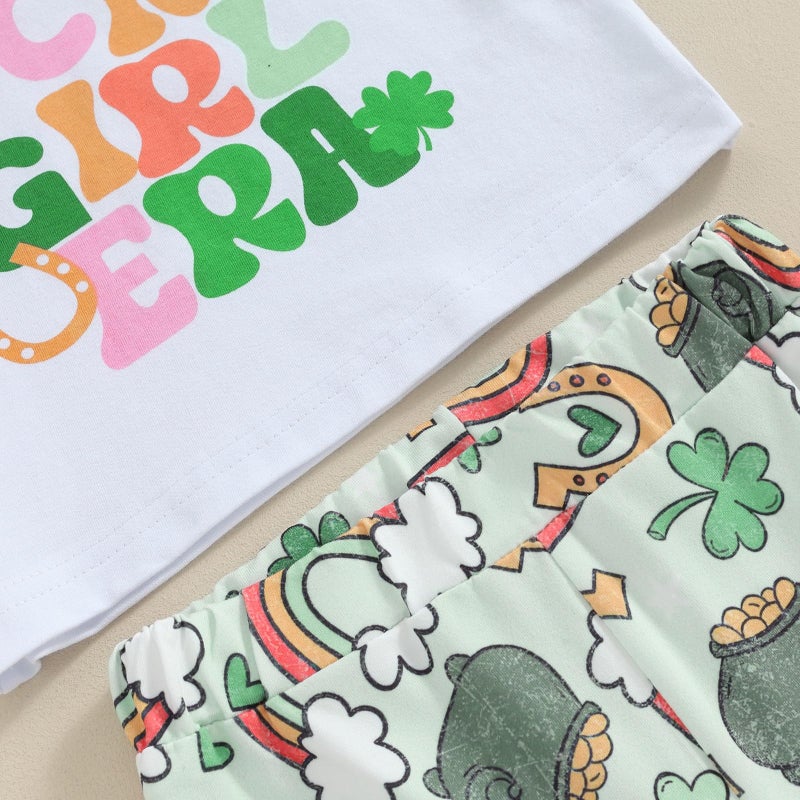 Socutebabe Toddler Baby Girl Clothes My 1st St. Patrick's Day Outfit Shamrock T-Shirt Tops Bell-Bottoms Spring Girl Clothes (Lucky Girl Green4-5T) - Image 5