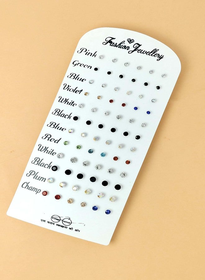 Shivarth 36 Pairs Set of Rhinestone Crystal Earrings, Small Earrings, Multicolor Tiny Stone Ear Stud Mixed Size Ear Tops Sparkling Cubic Zirconia Ear-Rings Cute Simple Fancy Earring Daily Use for Women and Girls - Image 2