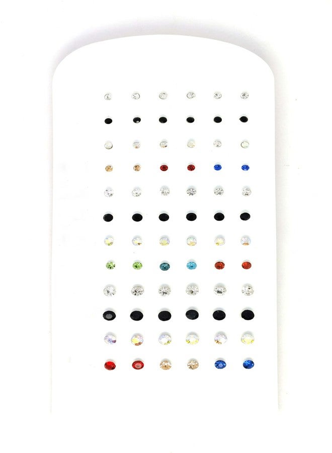Shivarth 36 Pairs Set of Rhinestone Crystal Earrings, Small Earrings, Multicolor Tiny Stone Ear Stud Mixed Size Ear Tops Sparkling Cubic Zirconia Ear-Rings Cute Simple Fancy Earring Daily Use for Women and Girls - Image 1