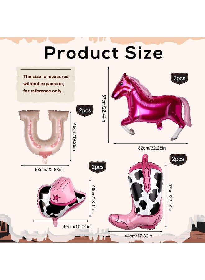 PEUTIER 8pcs Cowgirl Foil Balloons, Pink Cowgirl Hat Boot Horse Latex Balloons Western Themed Party Balloons Rodeo Bandana Balloons for Cowgirl Wild West Birthday Party Decorations Supplies  - Image 2