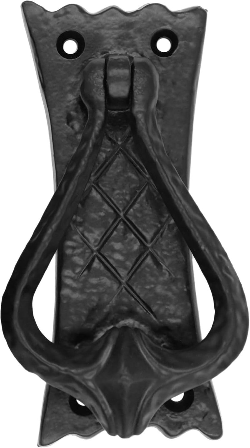 SaKeGa Store Medieval Cast Iron Door Knocker 11.5 cm x 4.8 cm (4½ in x 1⅞ in) | 1 Pc Vintage Antique Black Heavy-Duty Door Knocker with Mounting Hardware - Image 1