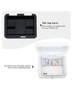 Y&D Large Cash Box Steel Register With Tray And Lock Durable Portable Money Box Safe For Bills Jewelry Receipts Coins White  - Image 2