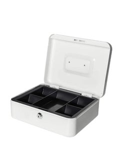 Y&D Large Cash Box Steel Register With Tray And Lock Durable Portable Money Box Safe For Bills Jewelry Receipts Coins White  - Image 1