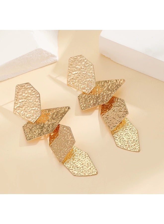 لافيدا أقراط فريدة من نوعها على شكل مروحة غير منتظمة، أقراط مبتكرة ومتطورة على شكل ورقة شبه منحرفة مناسبة للنساء والفتيات في مناسبات مختلفة - Image 2