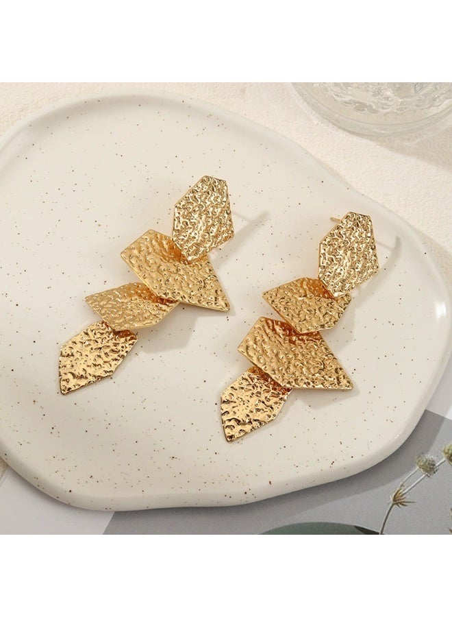 لافيدا أقراط فريدة من نوعها على شكل مروحة غير منتظمة، أقراط مبتكرة ومتطورة على شكل ورقة شبه منحرفة مناسبة للنساء والفتيات في مناسبات مختلفة - Image 3