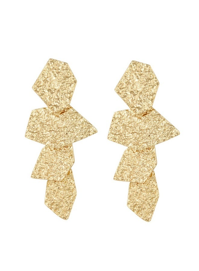 لافيدا أقراط فريدة من نوعها على شكل مروحة غير منتظمة، أقراط مبتكرة ومتطورة على شكل ورقة شبه منحرفة مناسبة للنساء والفتيات في مناسبات مختلفة - Image 4