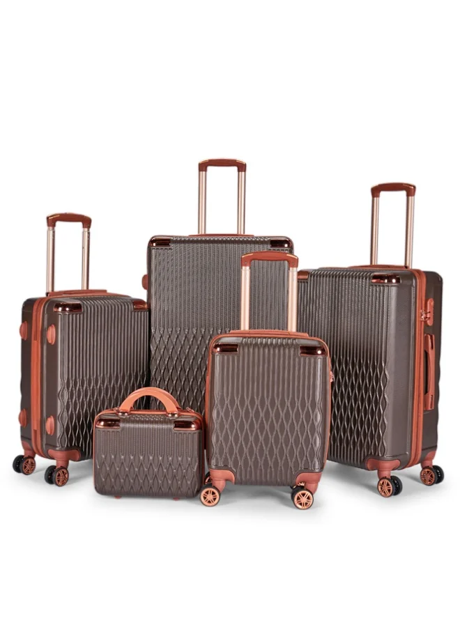 LIMRA Luggage set 5 pieces travel Bags with a distinctive design from limra Brown