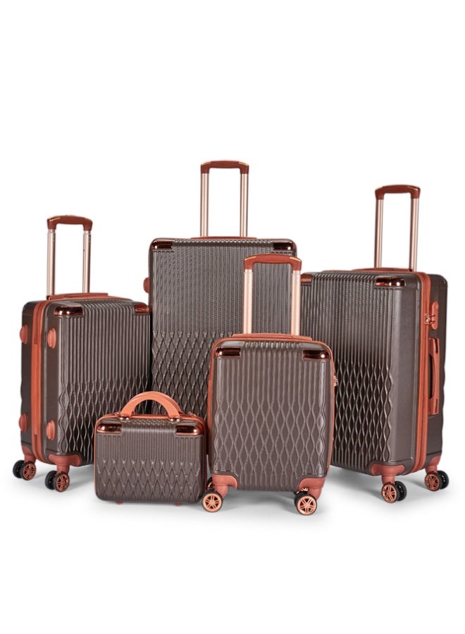 ليمرا مجموعة شنط سفر من ليمرا مكون من 5 حقائب أمتعة بتصميم صلب و حديث لون بني - Image 1