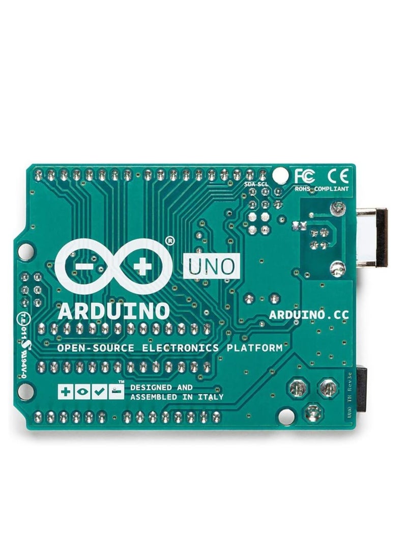 Arduino Uno R3 Board - ATmega328P Microcontroller, USB Interface, Open-Source Electronics Prototyping Platform