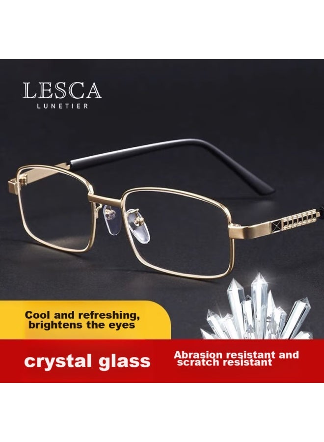 LESCA LUNETIER نظارات قراءة عالية الجودة من الحجر الطبيعي من ليسكا لونيتيه مع عدسات زجاجية، نظارات مضادة للإرهاق عالية الدقة للرجال والنساء في منتصف العمر وكبار السن، نظارات لكبار السن - Image 1