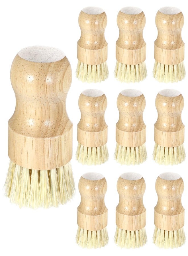 Molain 10 Pack Bamboo Dish Brush Set, Natural Dish Scrub Brush with Handle, Wooden Dish Scrubber for Kitchen Cleaning, Eco-Friendly Scrub Brush for Dishes, Pots, Pans, and Vegetables - Image 1