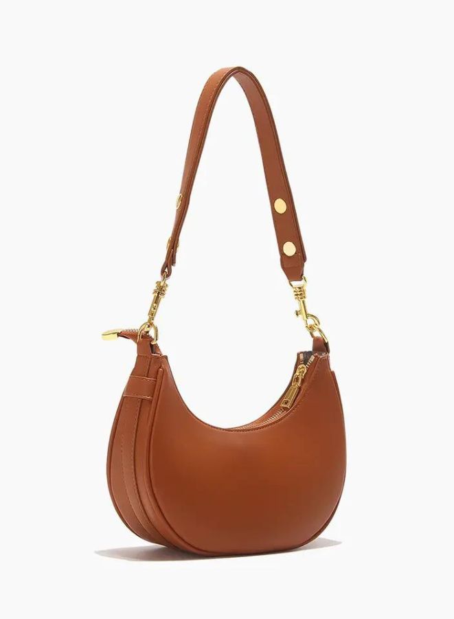 Half Moon Women's Shoulder Bag, Fashion Soft High Quality PU Leather Handbag, Brown - Image 1