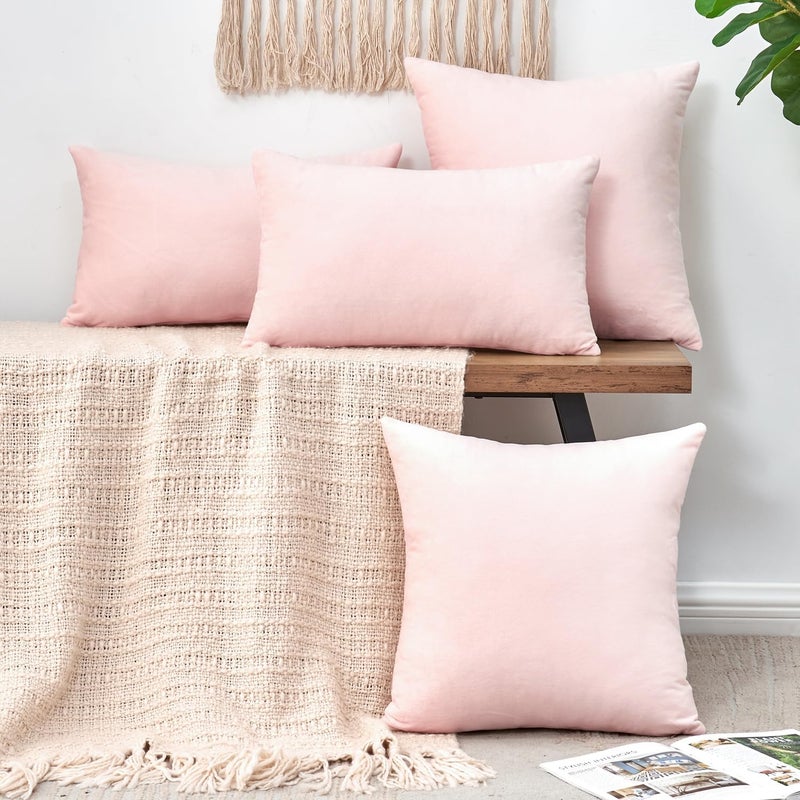 Light pink velvet decorative pillow cover 2 (45 × 45cm) suitable for sofa bed living room Bohemian pastoral cushion cover - Image 2
