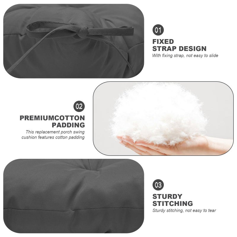 GPQAWER Porch Swing Cushions,Outdoor Cushions 3 Seater Replacement with Backrest, Waterproof Thickened Bench Cushion with Ties for Porch, Patio,Outdoor, Backyard and Garden(Dark Gray 60 * 40 in) - Image 5