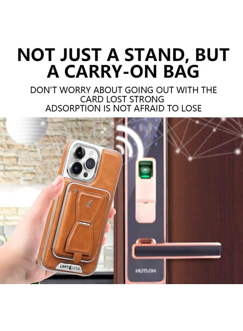 ليمتليس جراب جلدي لهاتف iPhone 13 Pro Max مع حامل بطاقات قابل للفصل وحامل، واقي خلفي ملائم بشكل نحيف، غطاء جلدي ناعم الملمس، فتحات الشعار، جراب خلفي كامل مضاد للخدش ومضاد للصدمات، أسود - Image 4