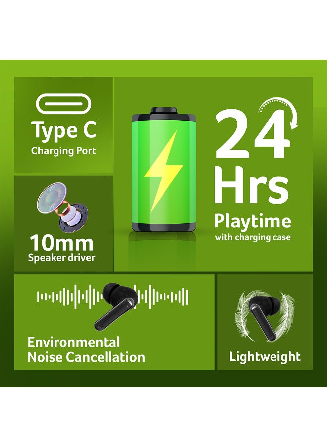 Acer True Wireless Earbuds with  ENC Clear Calls, 10mm Dynamic Drivers, & Type-C Fast Charging - Black black - Image 2