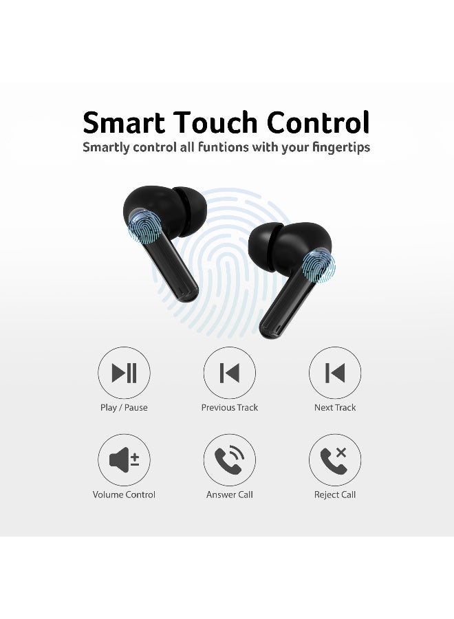 Acer True Wireless Earbuds with  ENC Clear Calls, 10mm Dynamic Drivers, & Type-C Fast Charging - Black black - Image 5