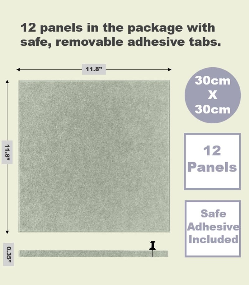 DECORITA Large Cork Board Alternative - 47"x35" 12 Pack Felt Wall Tiles with Safe Removable Adhesive Tabs, Cork Boards for Walls Pin Board Tack Board Cork Board 48 x 36 for Home Office - Sage - Image 3